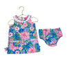 Lilly Pulitzer Blue, Pink, Green Floral Dress & Bloomers - Size 18-24 Mo