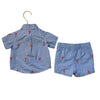 Janie and Jack Blue Check Lobster Print Shorts & Button Down Set - Size 0-3 Mo