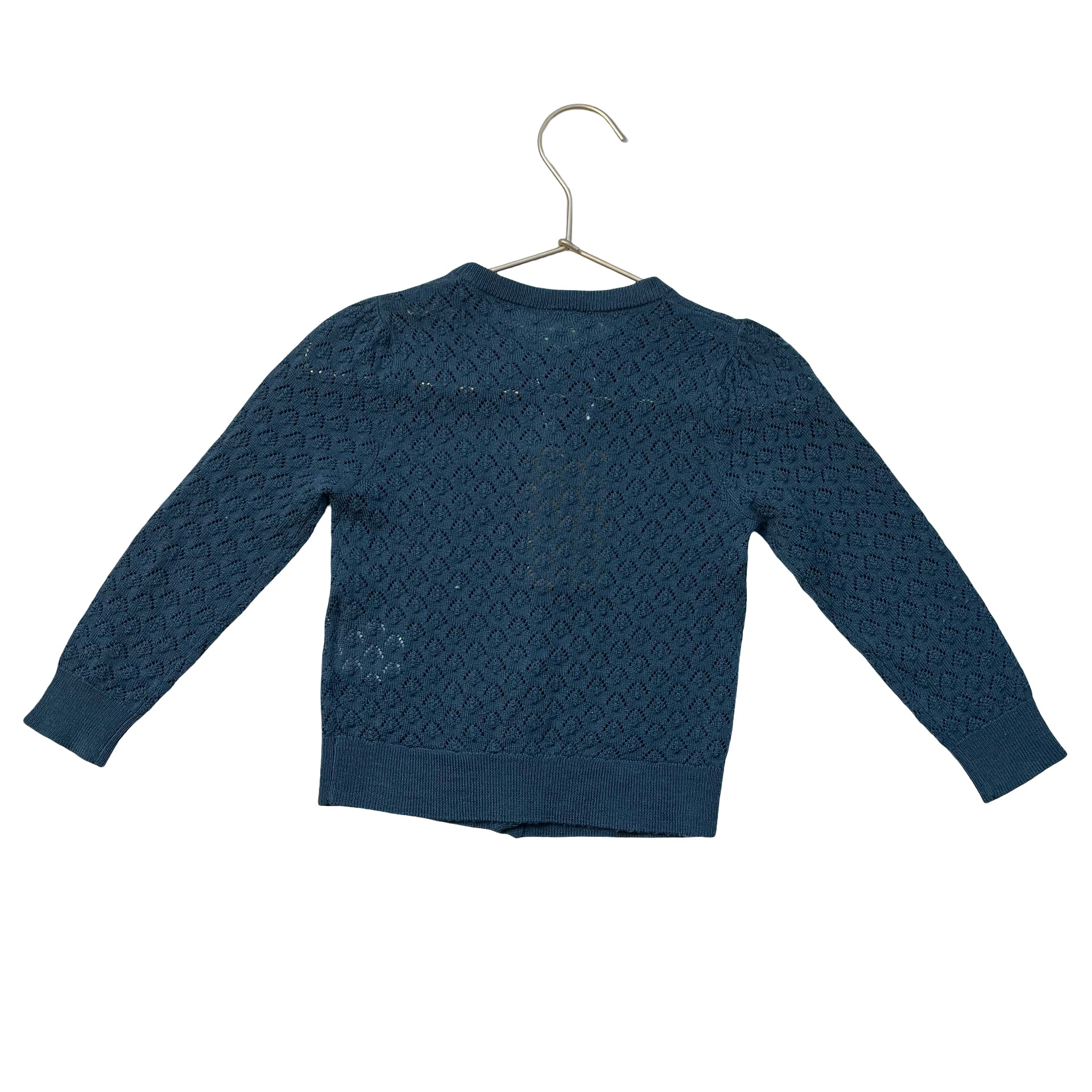 FUB Blue 100% Wool Open Weave Cardigan Sweater - Size 2Y