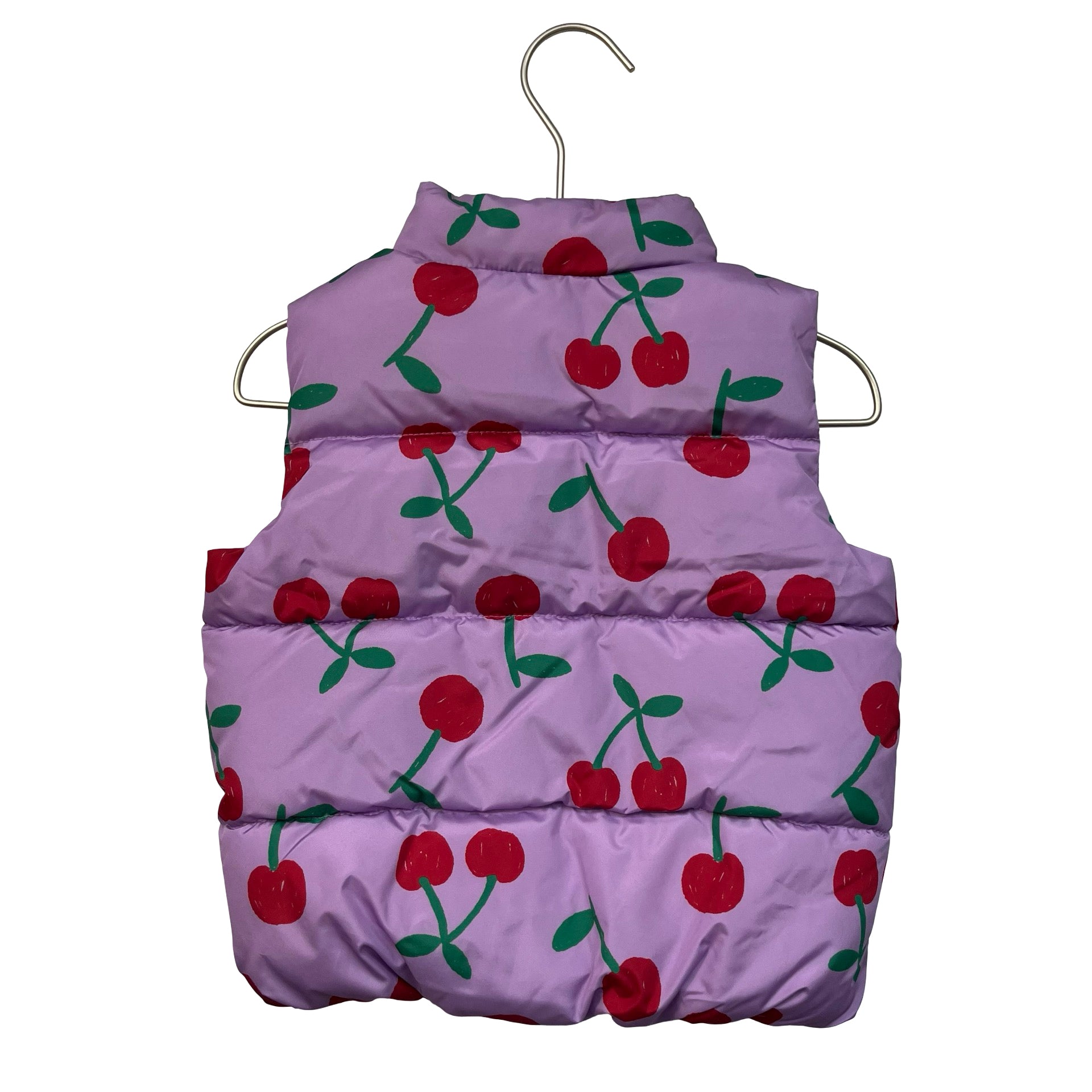 Old Navy Lavender & Red Cherry Print Puffer Vest - Size 3T