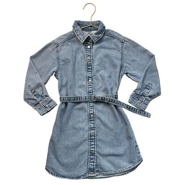 H&M Denim Belted Shirt Dress - Size 5T