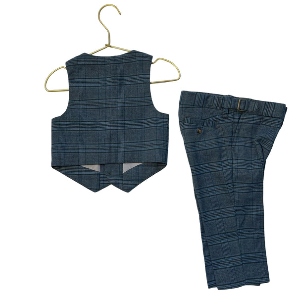 Janie and Jack x HFR Blue Plaid Vest & Pants Set - Size 12-18 Mo
