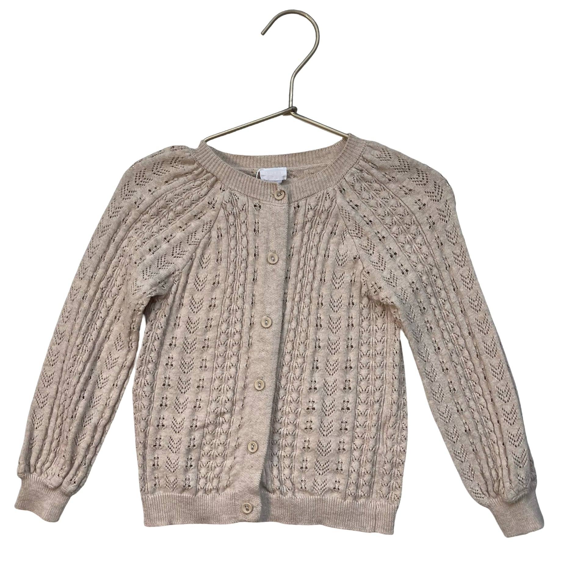 Jamie Kay Tan Open-Weave Cotton Cardigan Sweater - Size 3Y