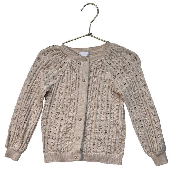 Jamie Kay Tan Open-Weave Cotton Cardigan Sweater - Size 3Y
