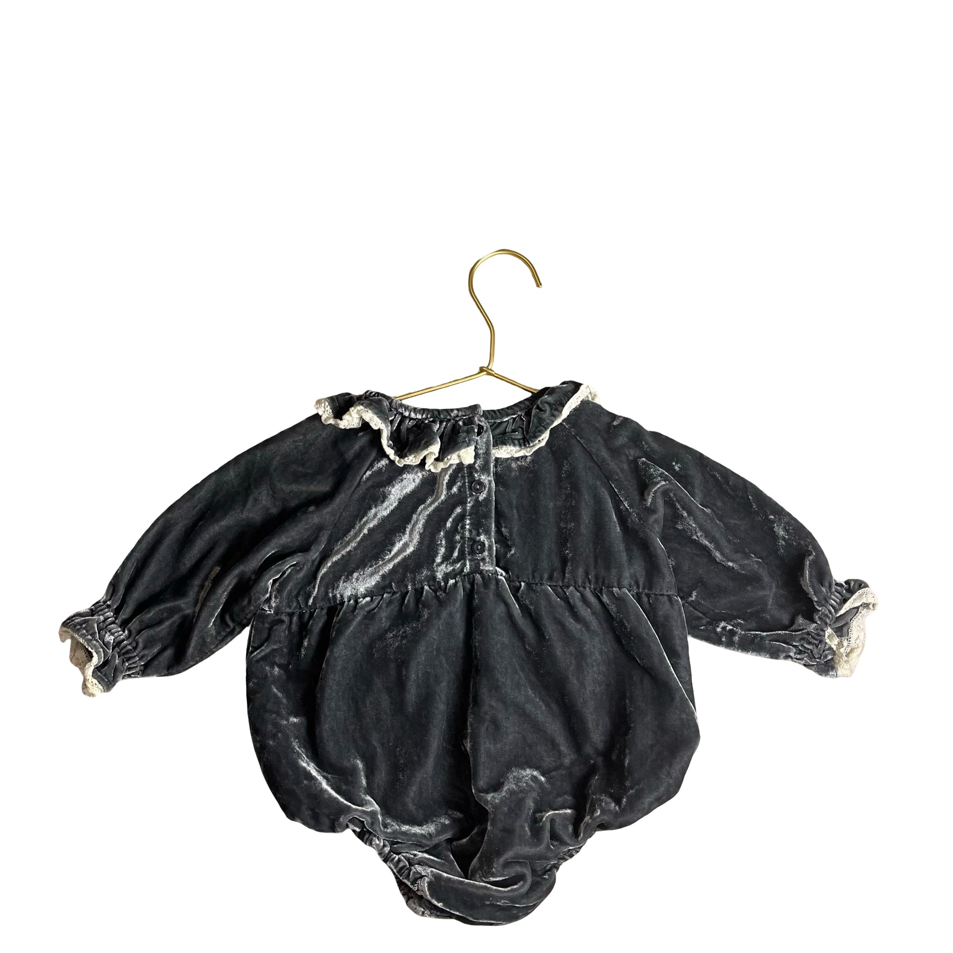 Noralee Dark Gray Velvet Bubble - Size 12 Months