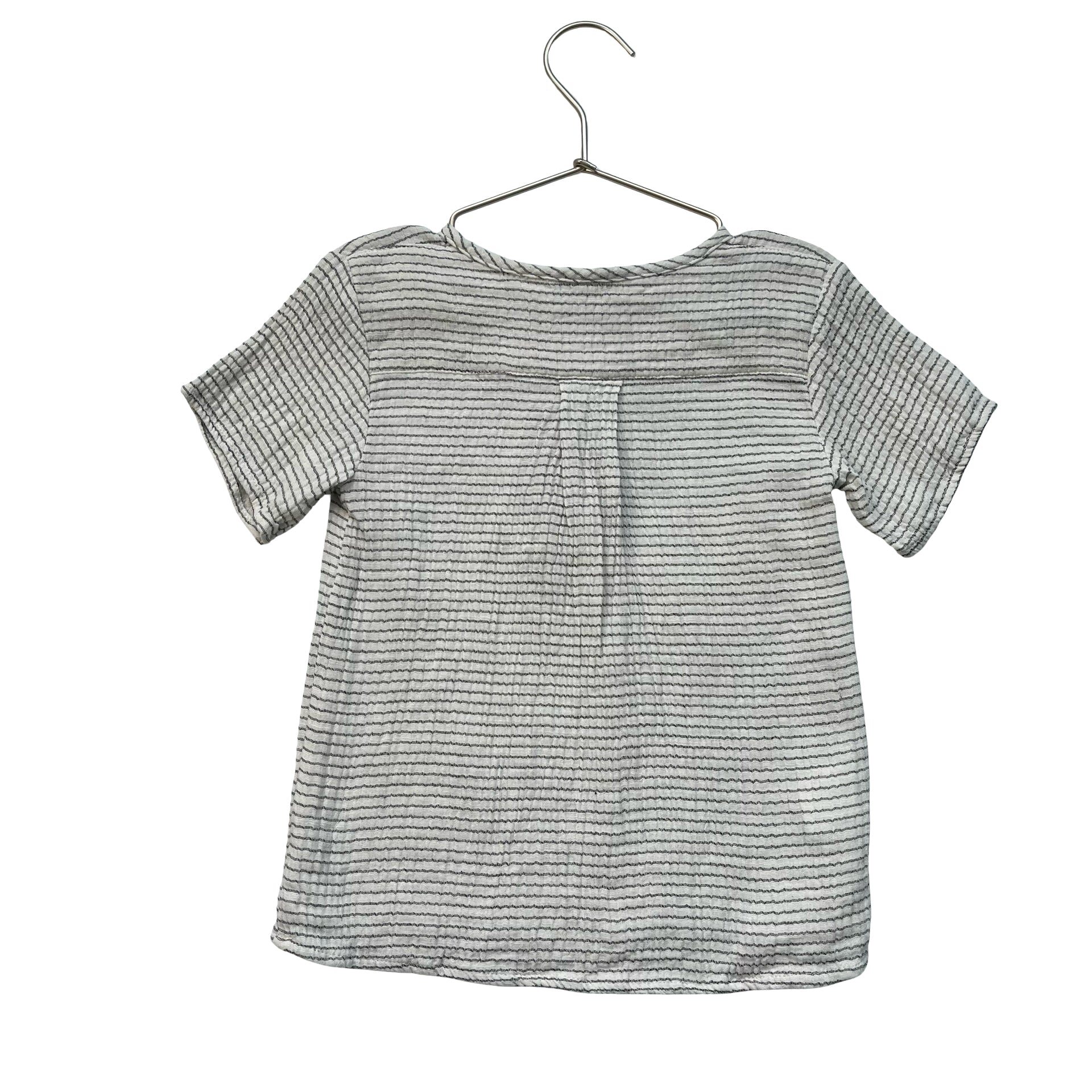 Yell-Oh! Ivory & Gray Striped Cotton Gauze Henley - Size 3-4