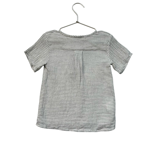 Yell-Oh! Ivory & Gray Striped Cotton Gauze Henley - Size 3-4