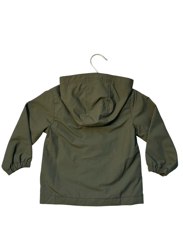 Old Navy Jersey-Lined Olive Green Hooded Jacket - Size 3T