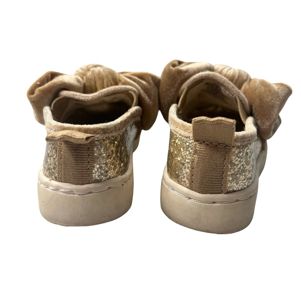 Baby Gap Gold Glitter & Velvet Bow Sneakers - Size 5