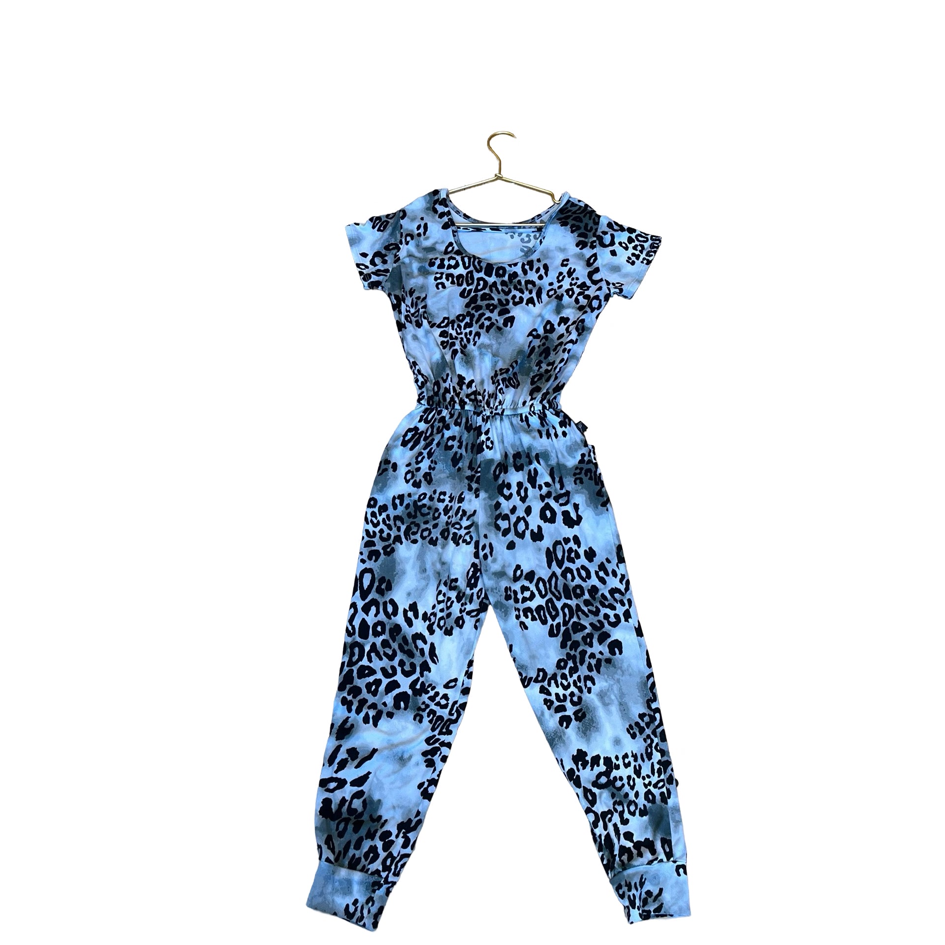 Pixie Lane Gray Tie-Dye Leopard Print Jumpsuit - Size 7