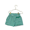Minnow Green & White Striped Terry Shorts - Size 5-6