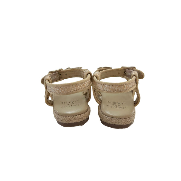 Janie and Jack Khaki Flower Raffia Sandals - Size 4