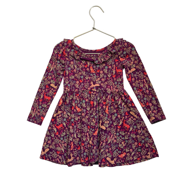 Tea Collection Purple Unicorn & Woodlands Print Dress - Size 3