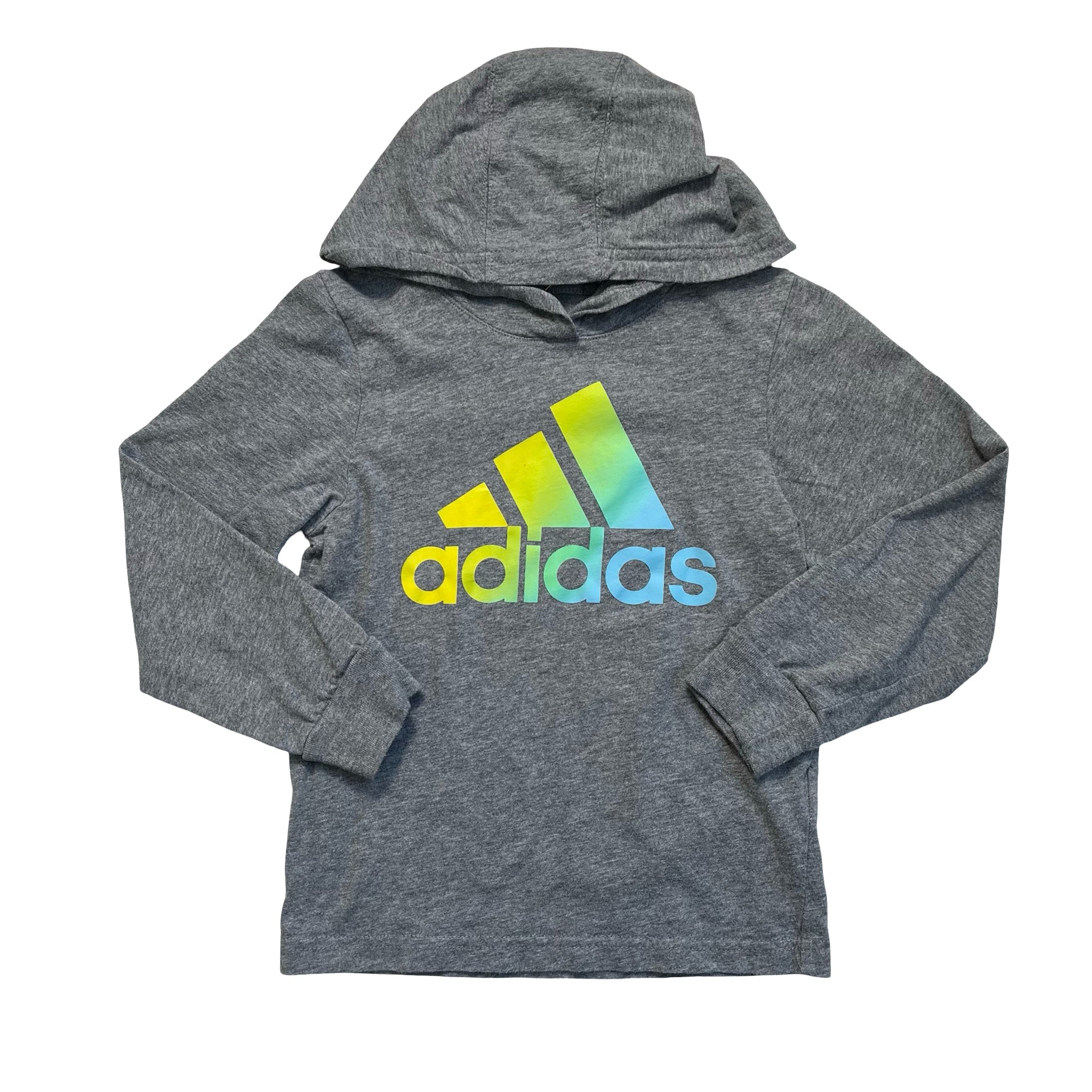 Adidas Gray & Pastel Ombre Logo Hooded Shirt - Size 3