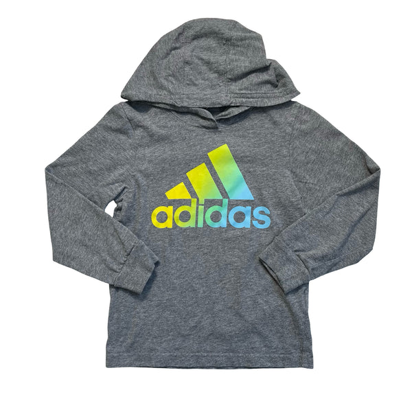 Adidas Gray & Pastel Ombre Logo Hooded Shirt - Size 3