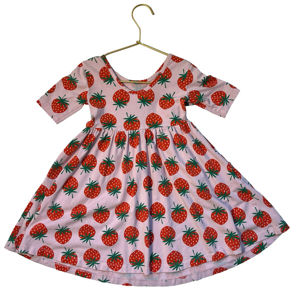 Hanna Andersson Pink & Red Strawberry Print Dress - Size 4