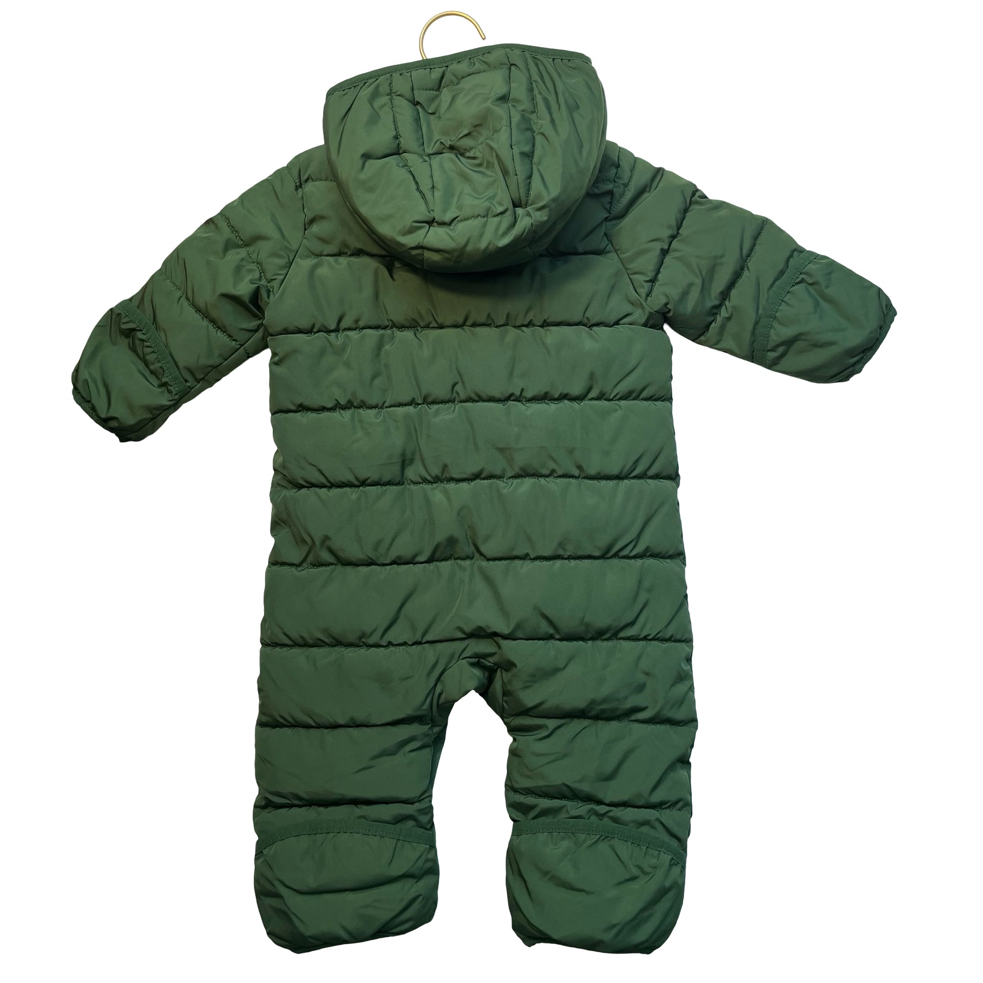 Primary Green Hooded Puffer Snowsuit Bunting - Size 6-12 Mo