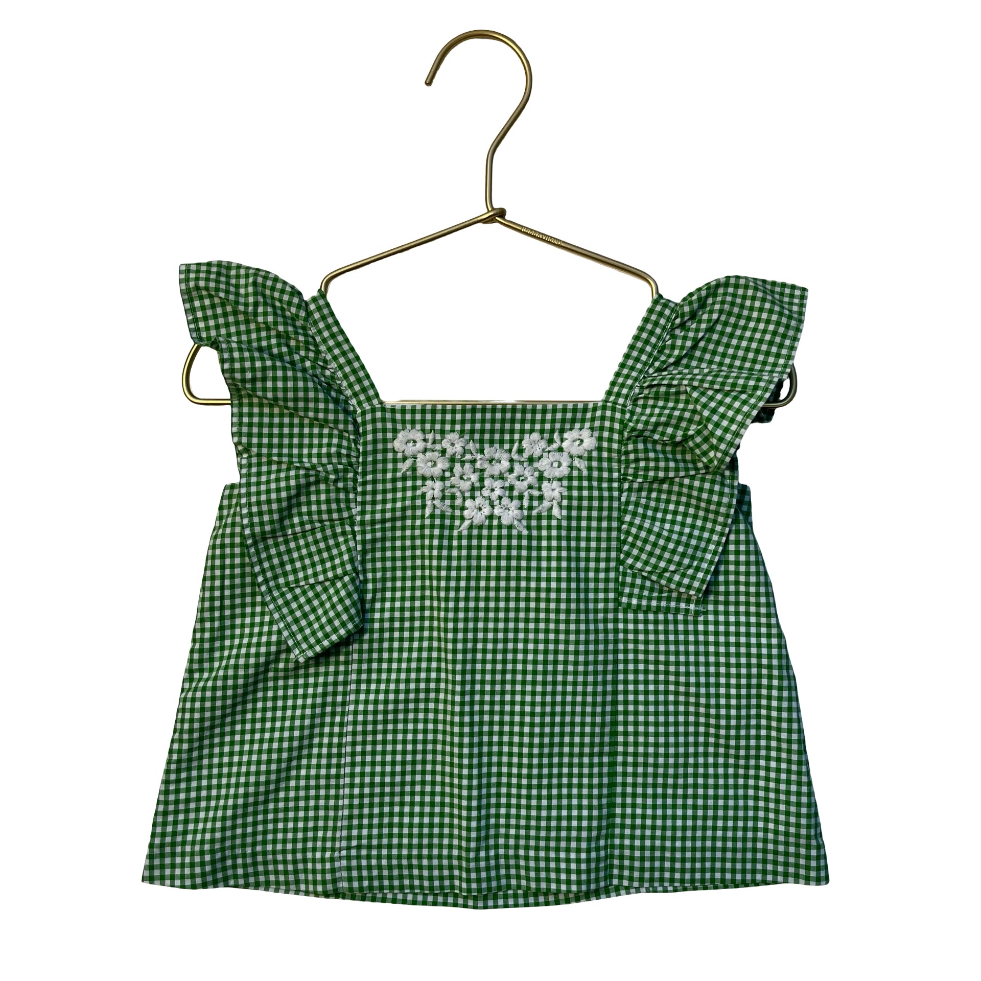 Janie and Jack Green Check Embroidered Top - Size 2T