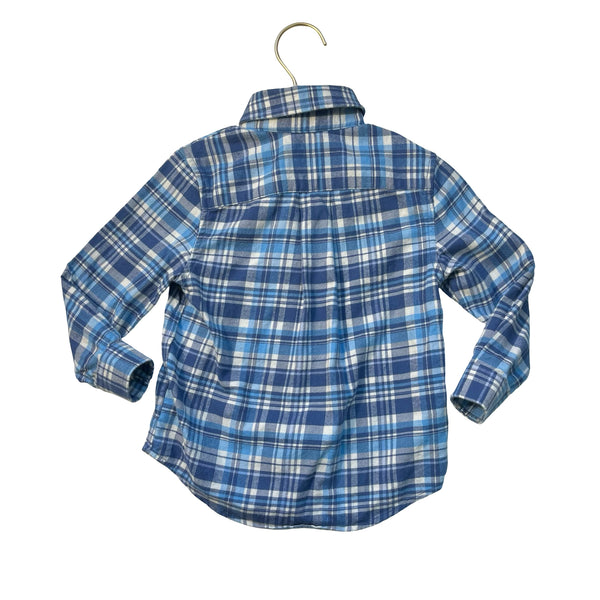 Vineyard Vines Blue & Ivory Plaid Flannel Button Down Shirt - Size 2T