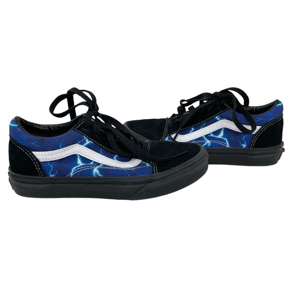 Vans Blue Lightning & Black Sneakers - Size 2.5Y Big Kid