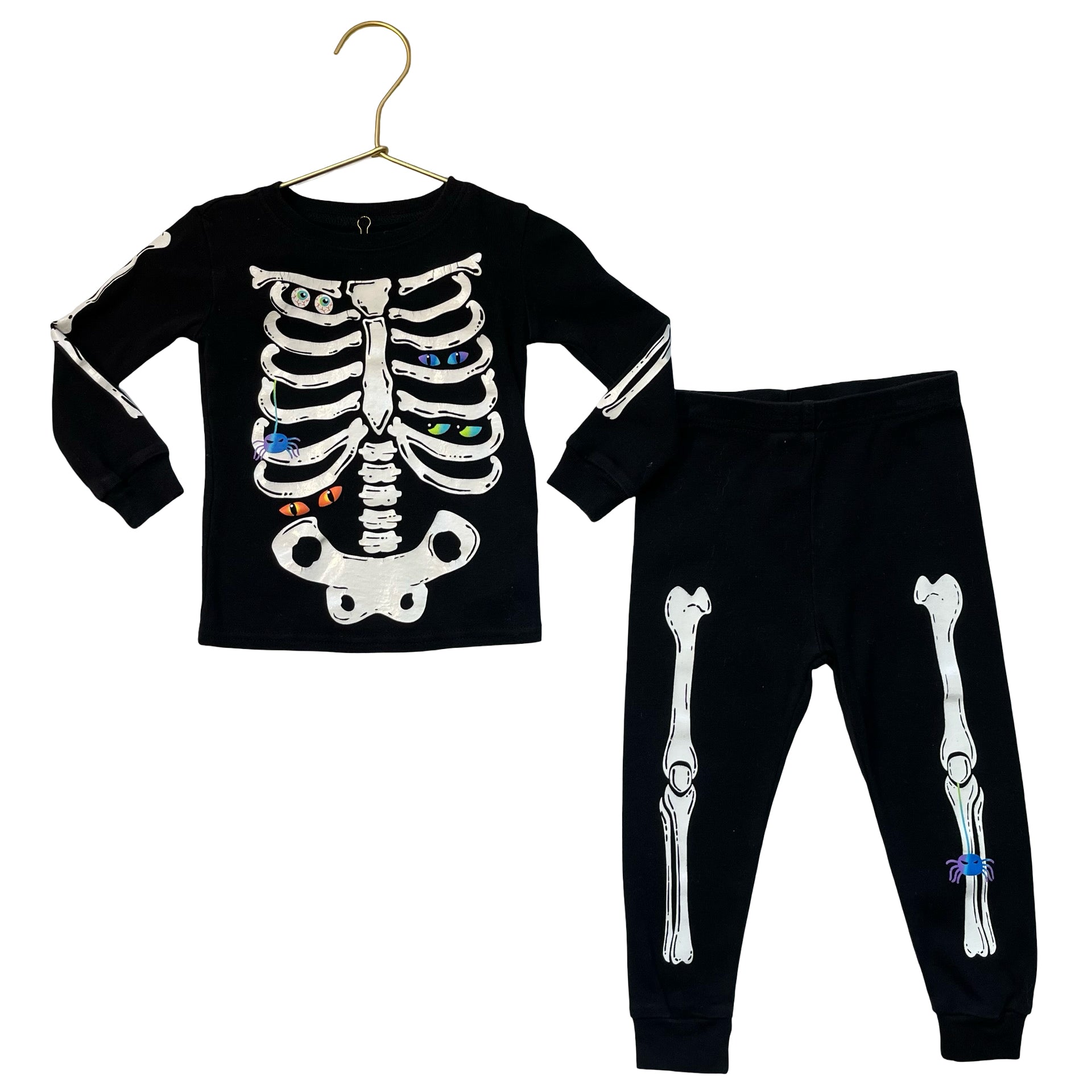 Children's Place Black Skeleton Halloween PJs - Size 18-24 Mo