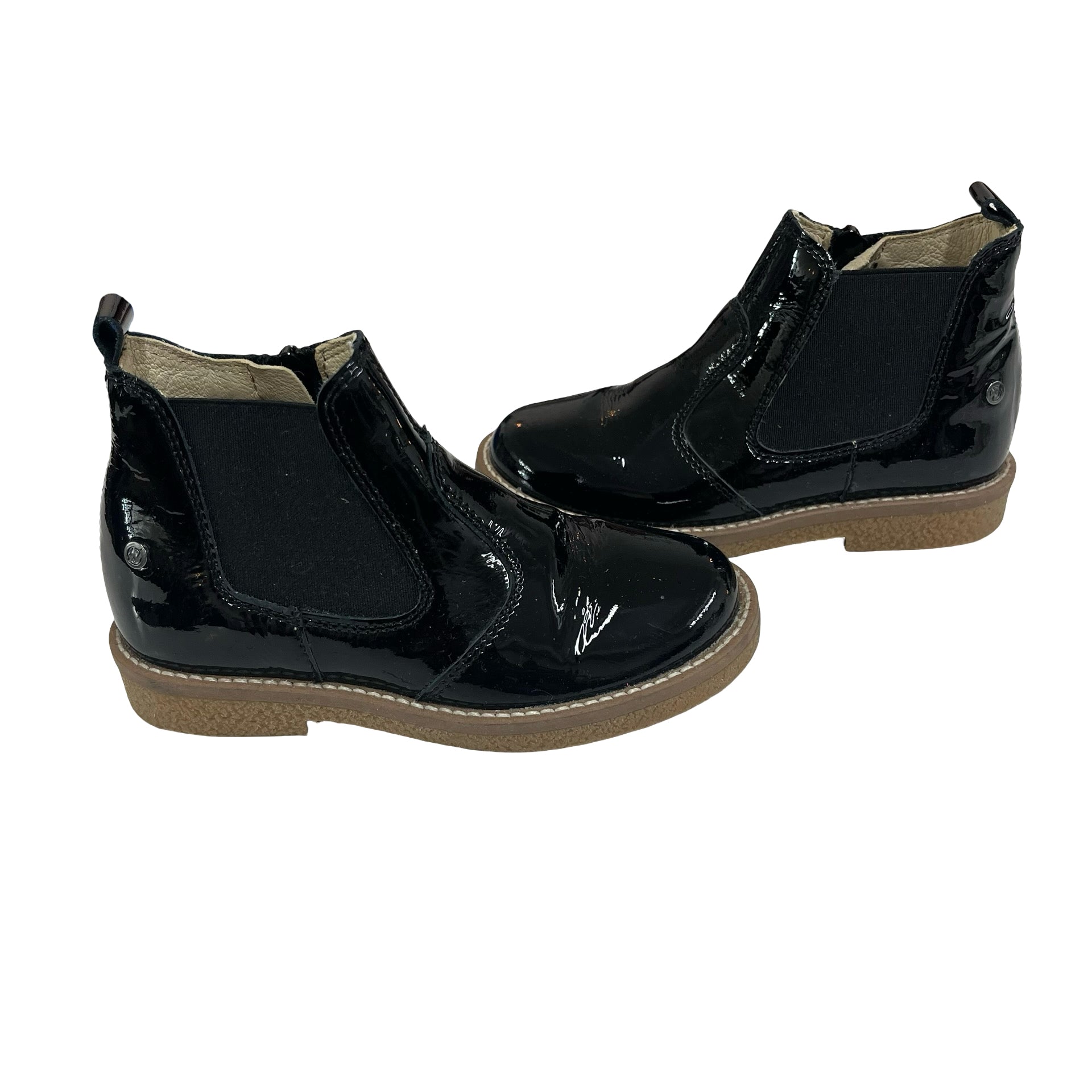 Naturino Black Patent Ankle Boots - Size 27 (10)