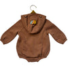 Old Navy Brown Hooded 'Little Turkey' Sweatshirt Bubble Romper - Size 12-18 Mo