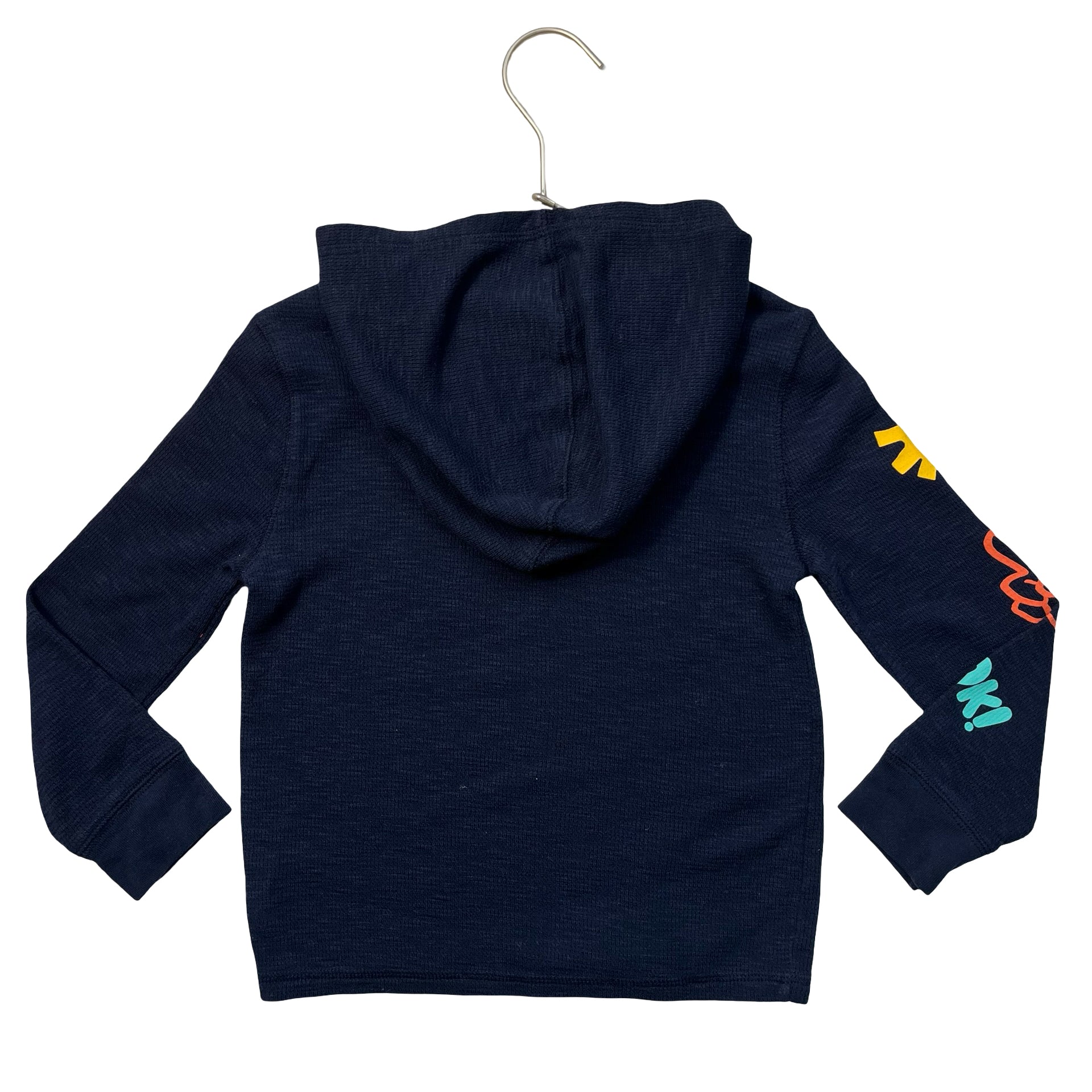 Old Navy Navy Waffle Hooded 'All Smiles' Graphic Shirt - Size 5T