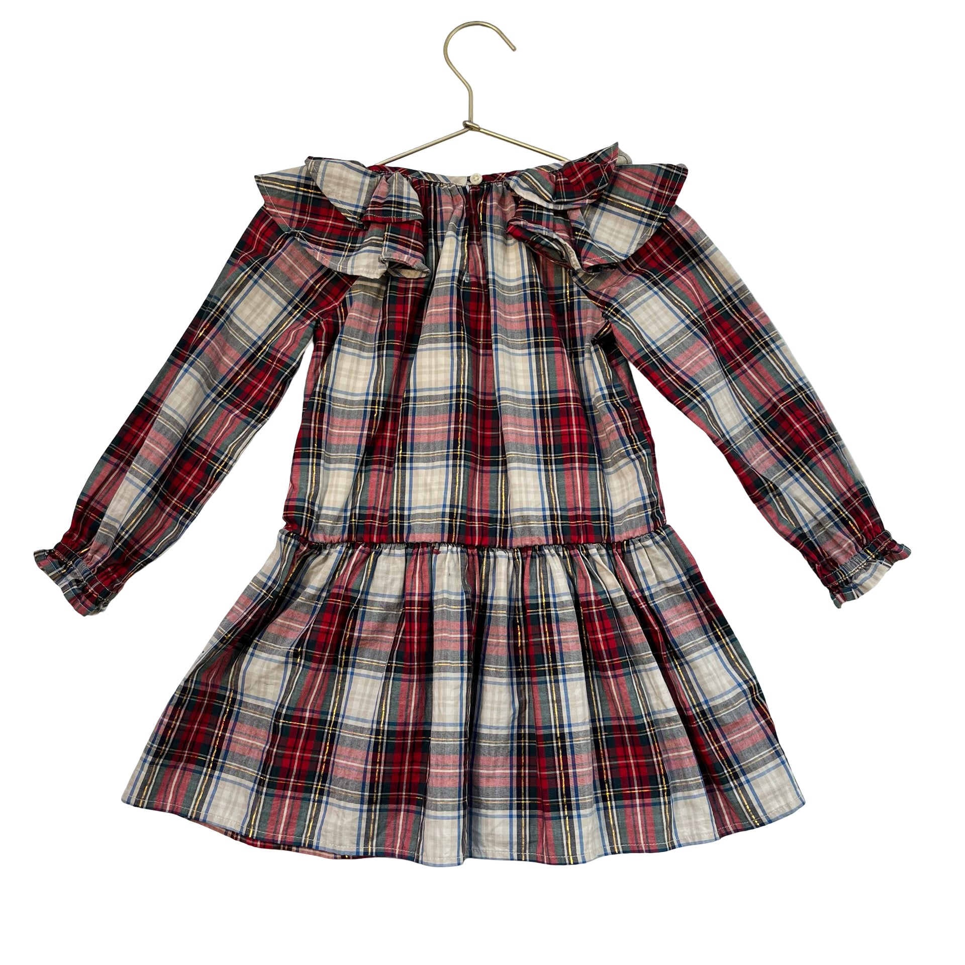 Baby Gap Tartan Plaid & Gold Metallic Dress - Size 4