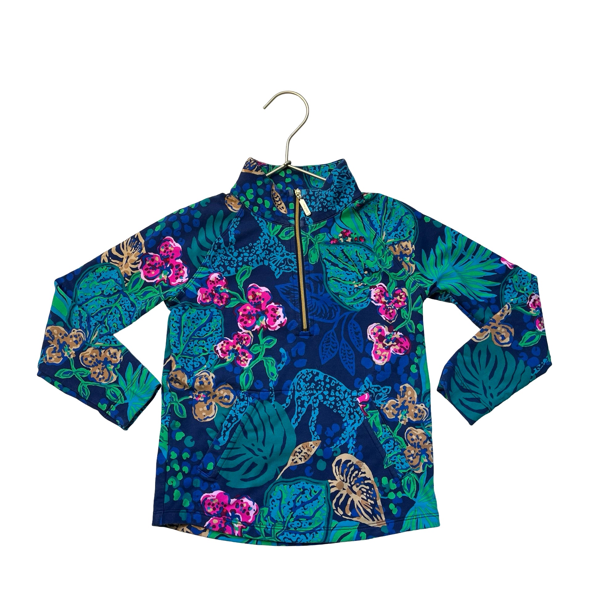 Lilly Pulitzer Colorful Tropical Print Quarter-Zip Pullover - Size S 4-5