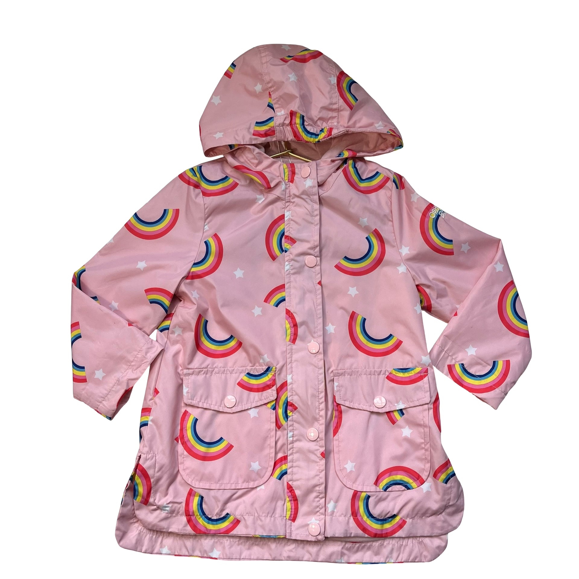 OshKosh Pink Rainbow Print Hooded Jacket - Size 4T