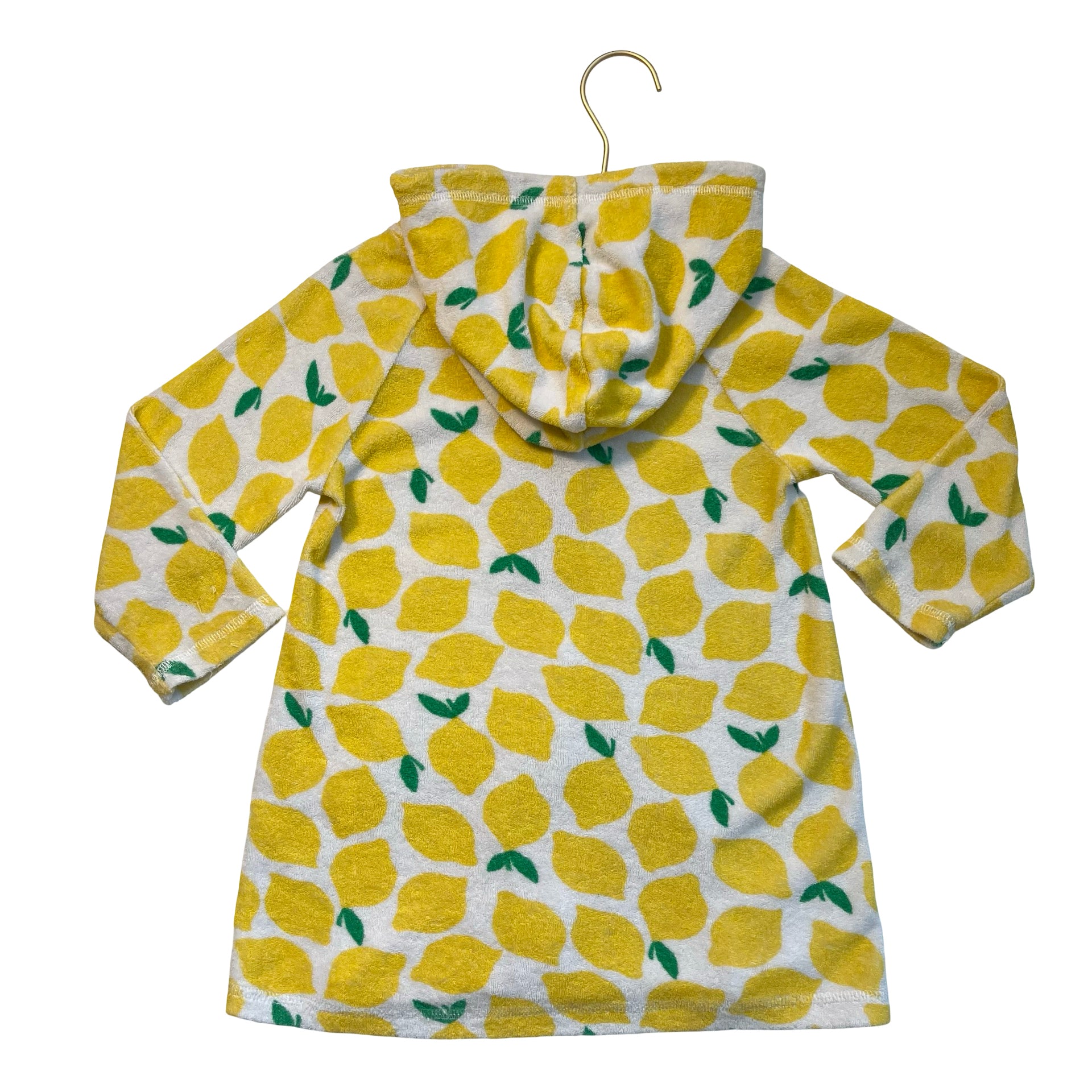 Hanna Andersson Lemon Print Terry Hooded-Zip-Up Swim Cover-Up - Size 4