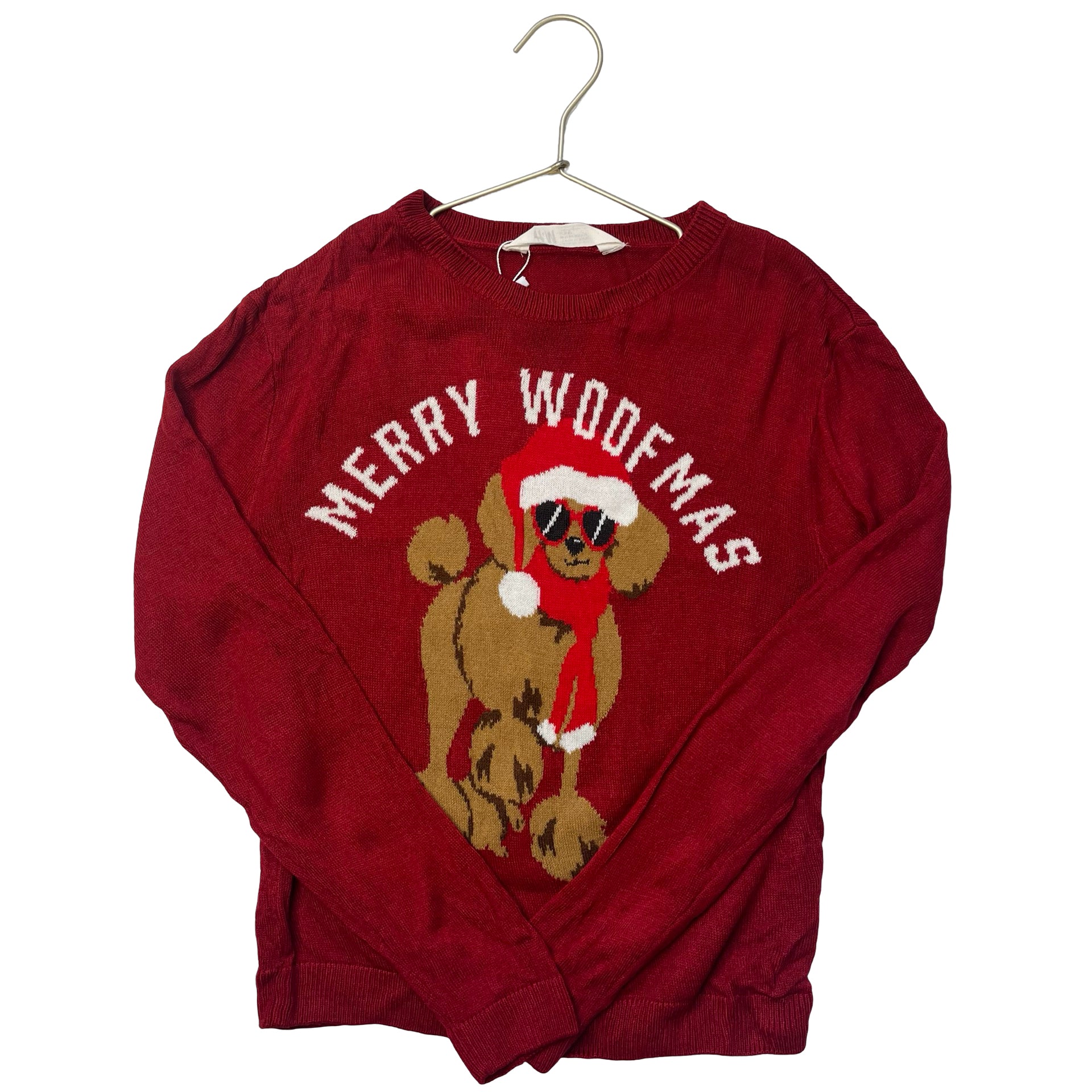 H&M Red 'Merry Woofmas' Dog Holiday Sweater - Size 12/14