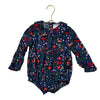 Hanna Andersson Navy Christmas Print Flannel Bodysuit - Size 3T
