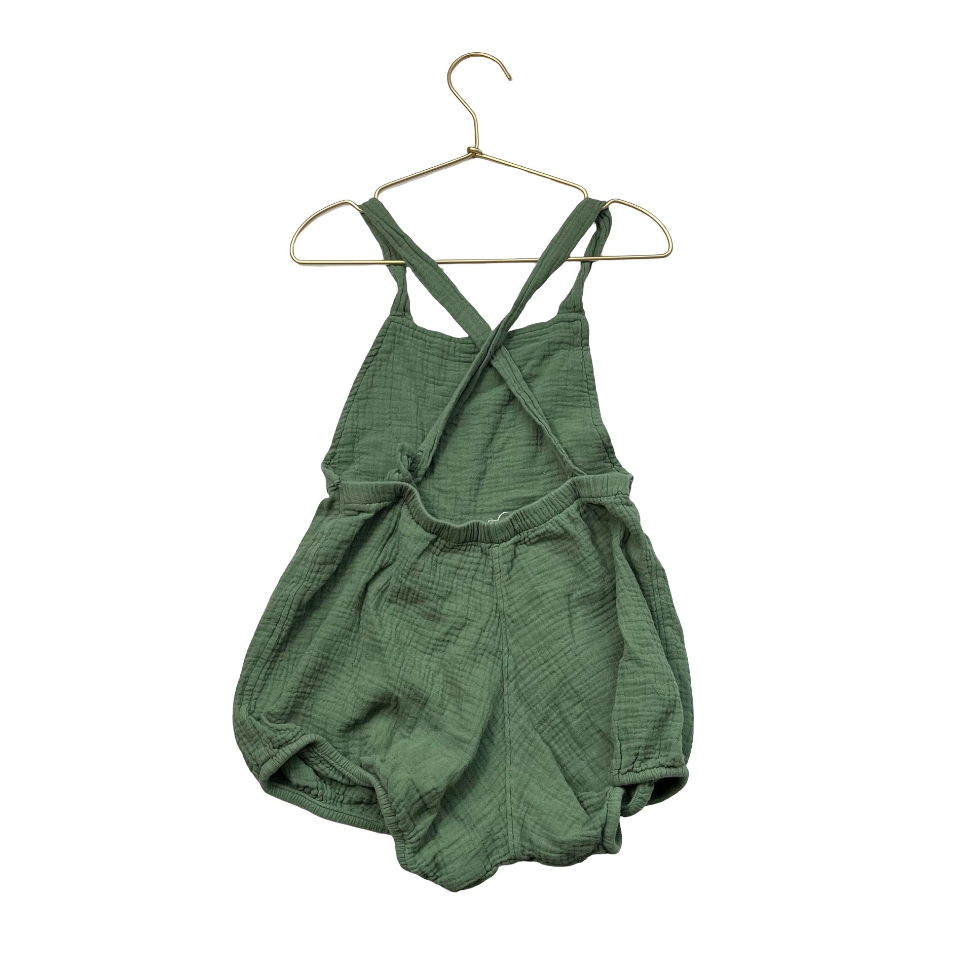 Mabo Green Cotton Gauze Romper Shortalls - Size 6-7