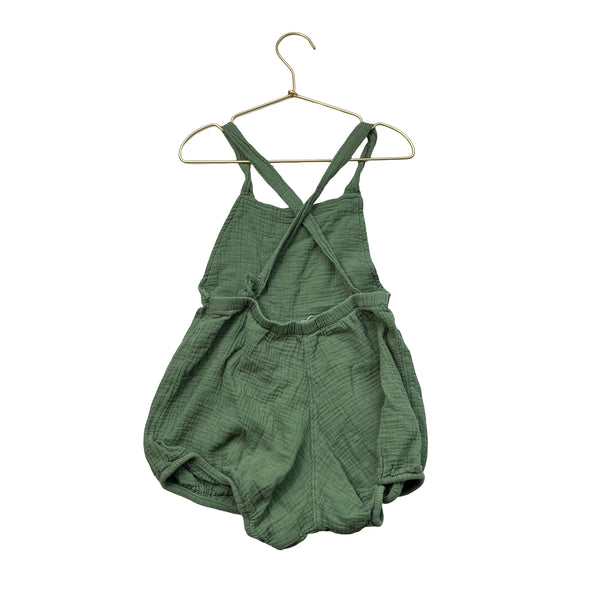 Mabo Green Cotton Gauze Romper Shortalls - Size 6-7