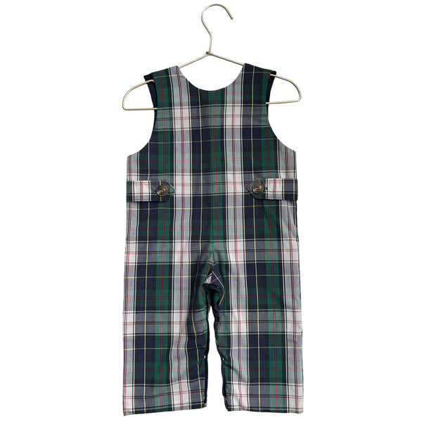 Beaufort Bonnet Green & Navy Multi-Color Plaid Overalls - Size 6-12 Months