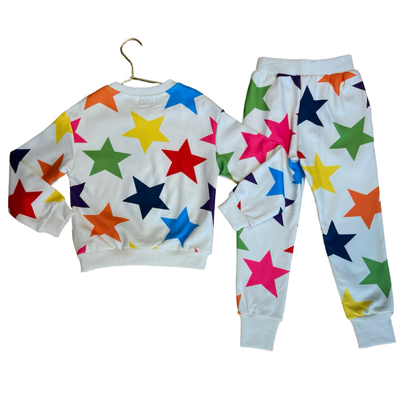 Lola & The Boys Colorful Star Sweatshirt & Joggers Set - Size 4