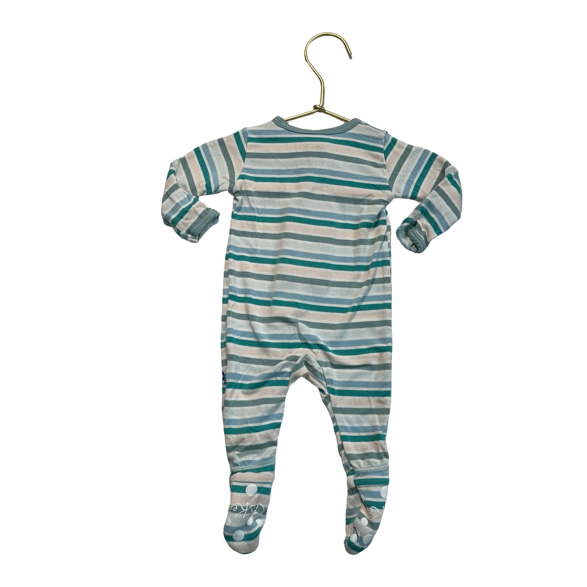 KicKee Pants Colorful Striped Footed PJs - Size NB