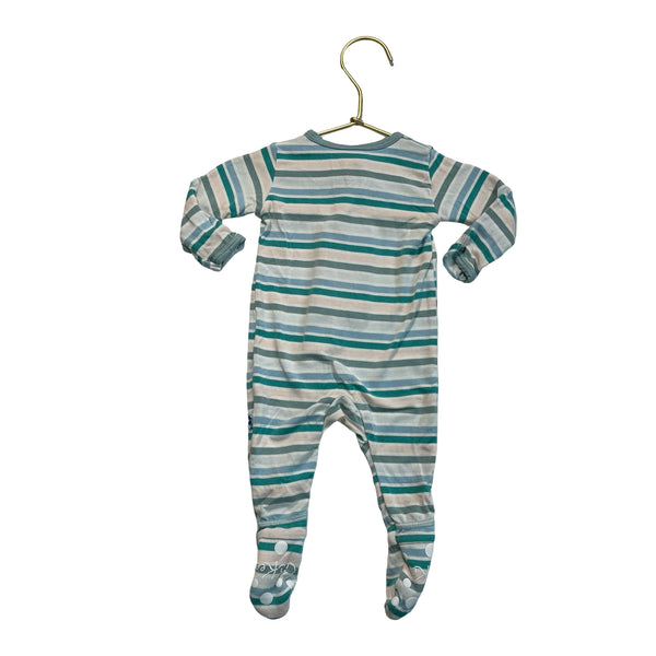 KicKee Pants Colorful Striped Footed PJs - Size NB