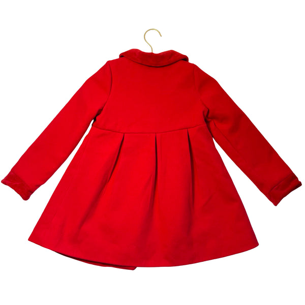 Catherine Malandrino Red Coat, Velour Collar - Size 7
