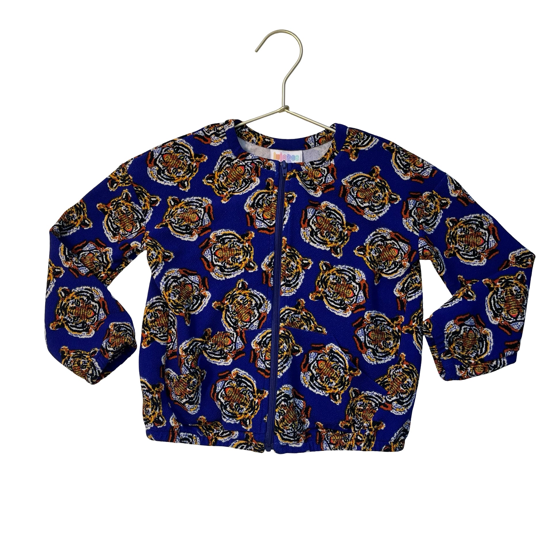 LuLa Roe Blue Tiger Print Lightweight Jacket - Size 6