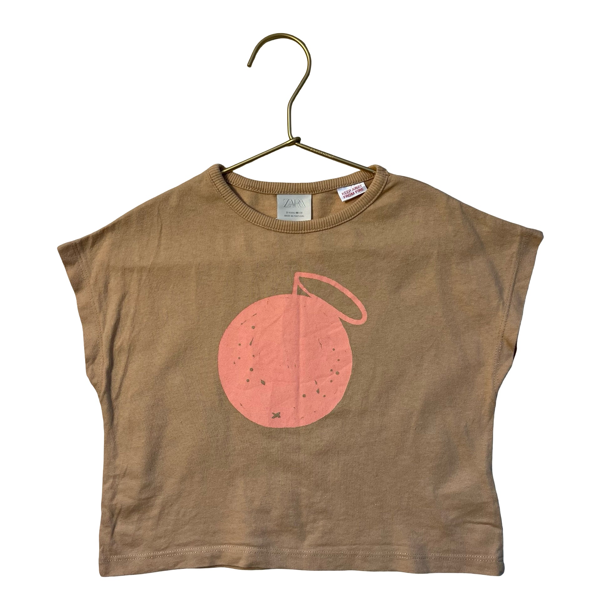 Zara Peach Fruit Graphic T-Shirt - Size 3