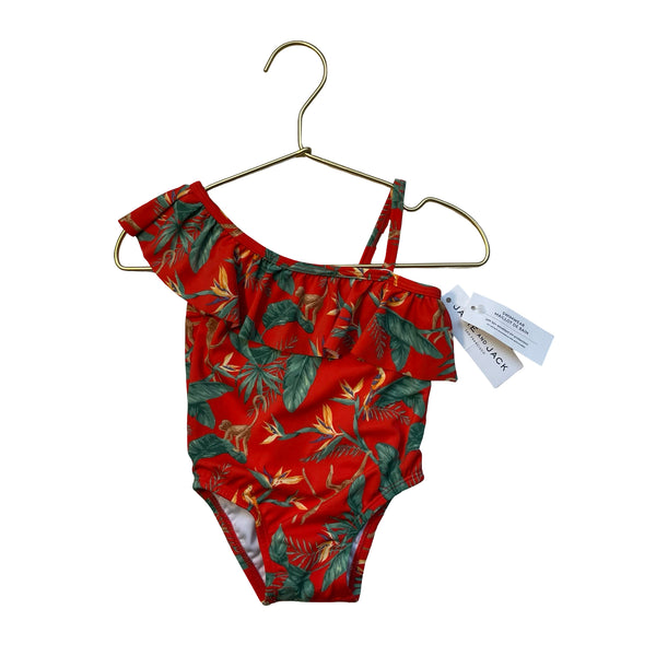 Janie and Jack Red Monkey & Tropical Jungle Print Swim Suit with Tags - 12-18 Mo