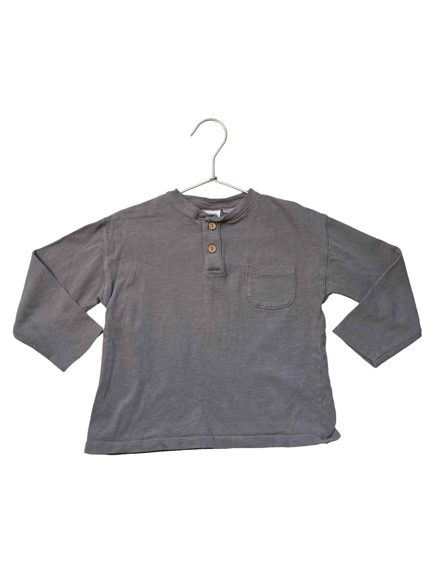 Zara Gray Henley Shirt - Size 4-5