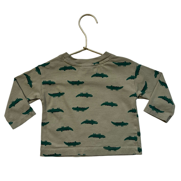 Hanna Andersson Green Crocodile Print Shirt - Size 6-12 Mo