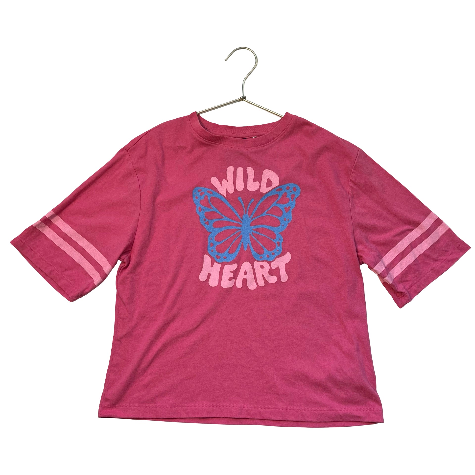 Old Navy Pink 'Wild Heart' Butterfly Graphic T-Shirt - Size L 10-12