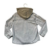 Zara Gray Distressed Denim Sweatshirt Hood Shacket Shirt - Size 7