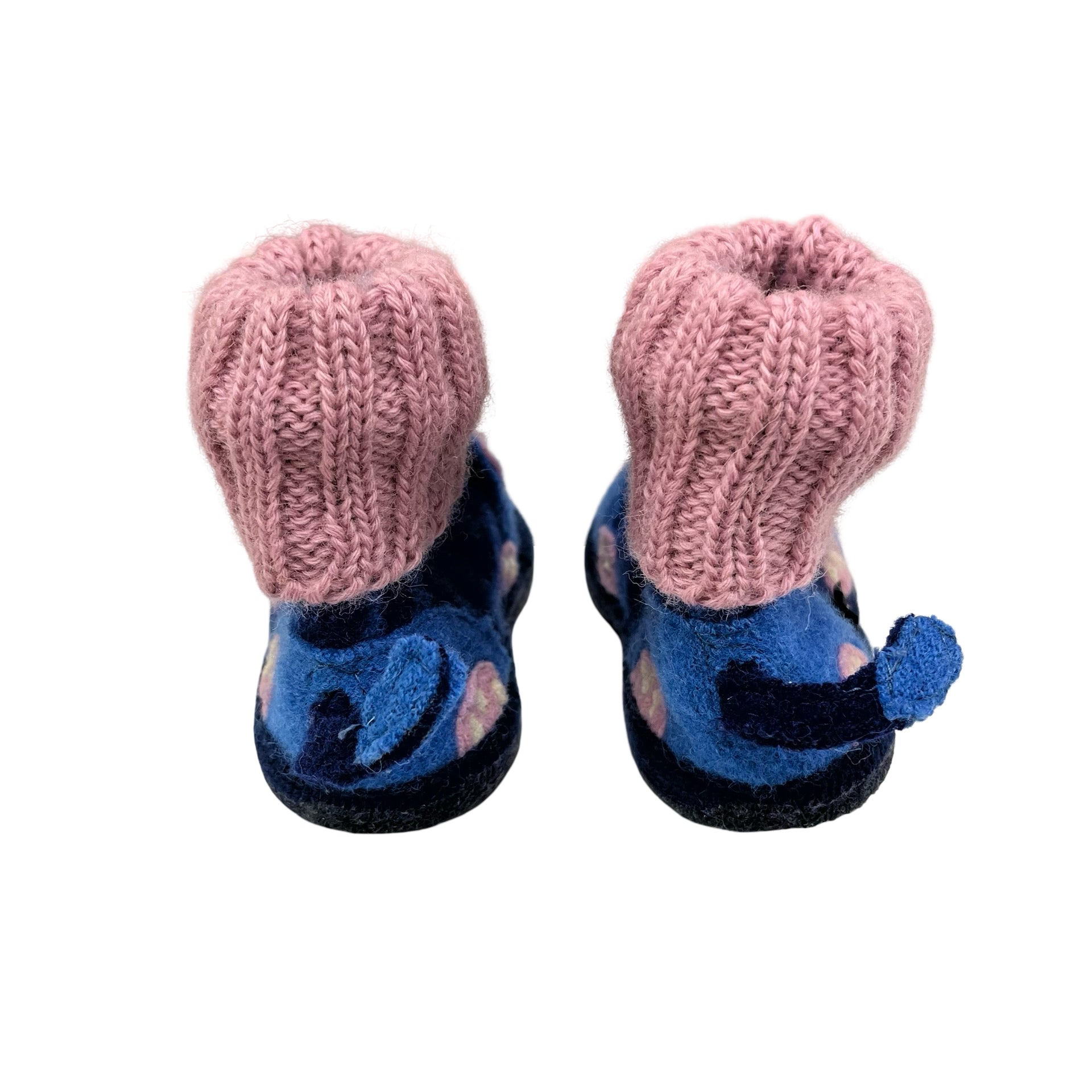 Garnet Hill Kids 100% Wool Blue Cat Slippers - Size 7