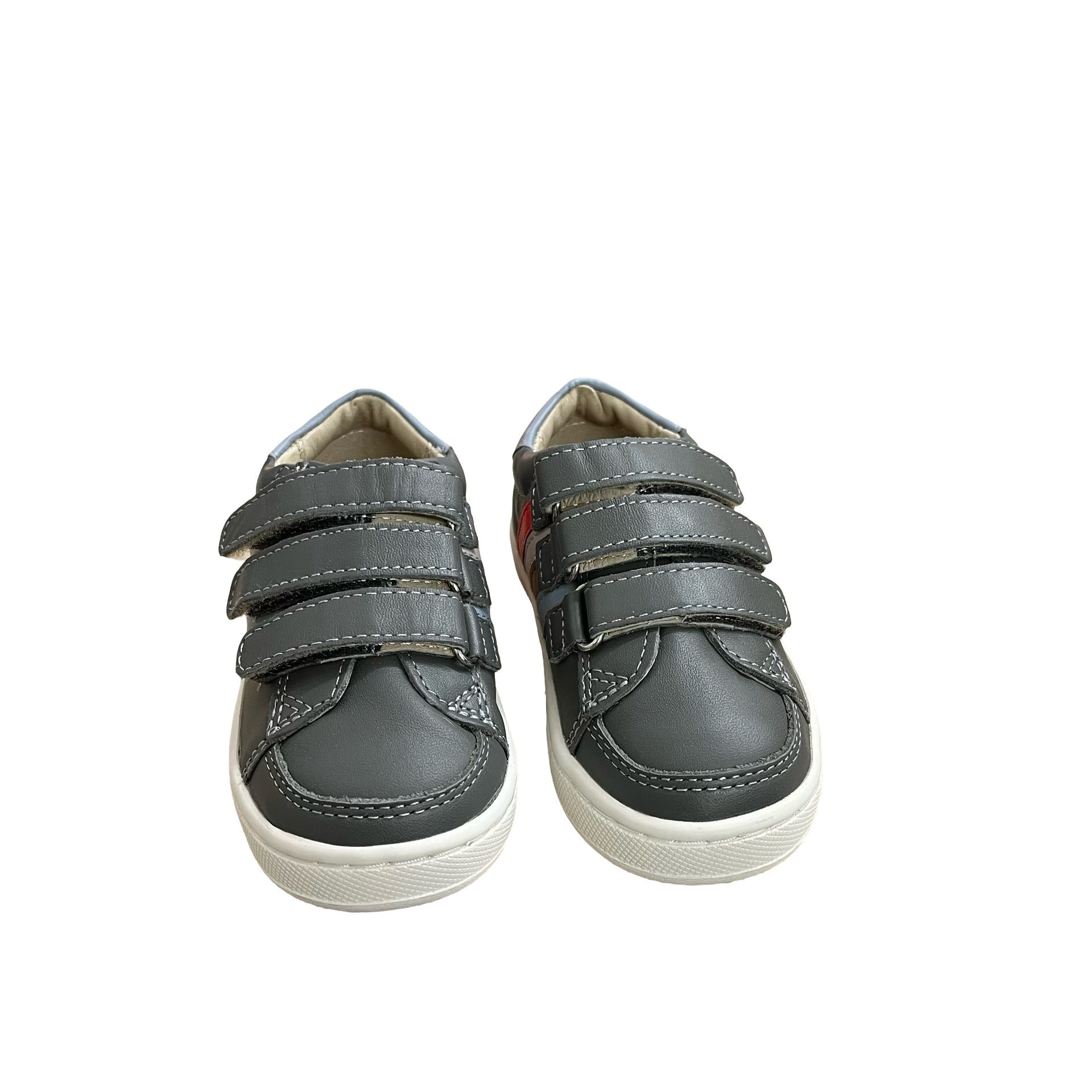 Old Soles Gray Striped Leather Velcro Sneakers New in Box - Size  8 (24 EU)